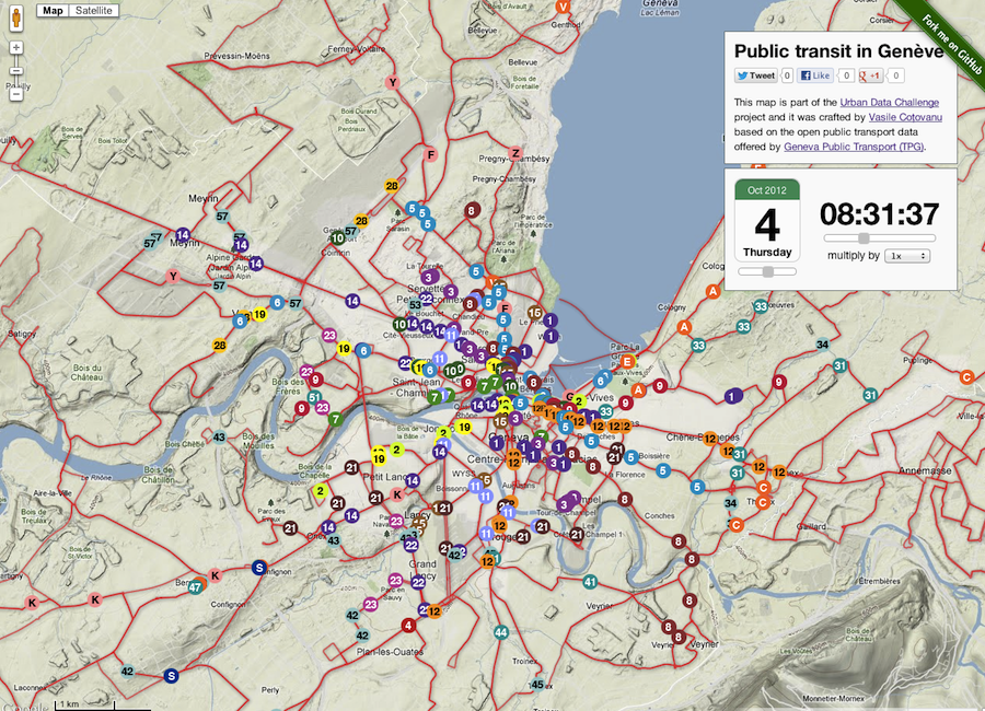 Honorable Mention: One Map, One Week in Public Transit
